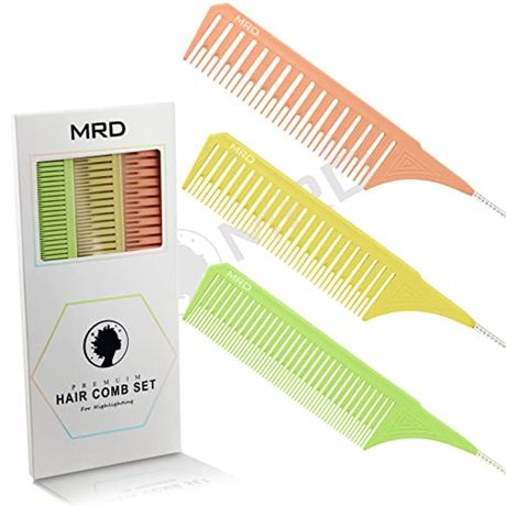 3 Sizes Premium Highlighting Comb Set Professional Weaving Styling With Rat Tail