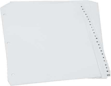 Oxford Binder Dividers, Poly Preprinted A-Z Tabs, Letter Size, White, 25/Set