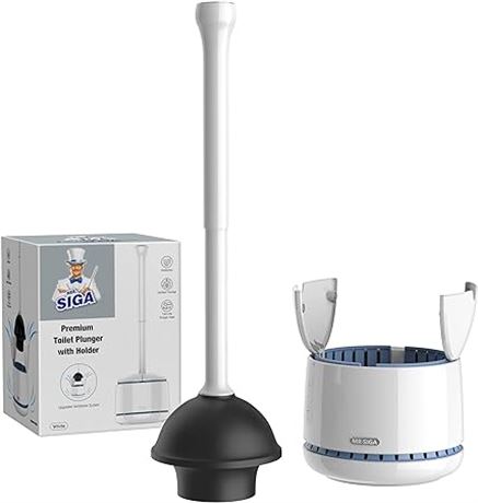 MR.SIGA Toilet Plunger with Holder, Heavy Duty Toilet Plunger and Holder Combo