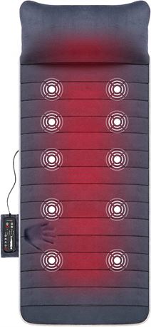 Snailax Memory Foam Massage Mat with Heat, 6 Therapy Heating pad,10 Vibration