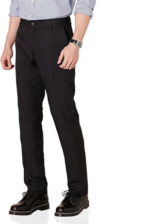 36W x 29L  Essentials Men's Slim-Fit Flat-Front Dress Pant, Black