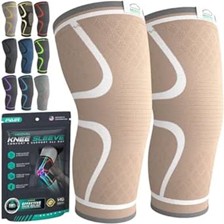 LRG - MODVEL 2 Pack Knee Brace  Knee Compression Sleeve for Men & Women  Knee Su