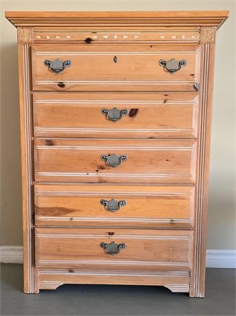 48" x 36" x 18" inch - 5-Drawer Antique And Sturdy Dresser