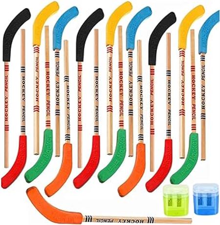 18 Pieces Hockey Stick Pencils With Erasers,For Hockey Party Decorations Hockey
