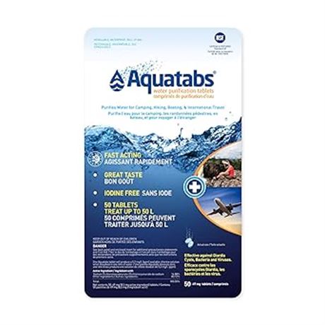 Aquatabs 49mg Water Purification Tablets (50 Pack Canadian Retail Pouch)