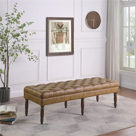Homepop Home Decor | Large Upholstered Tufted Bench | Bench Ottoman