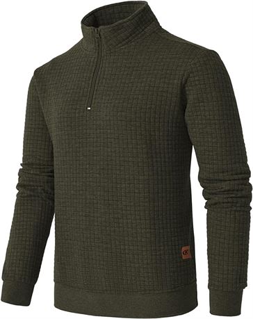 XL - YuKaiChen Men's Long-Sleeve Quarter-Zip Casual Sweatshirt Square Pattern