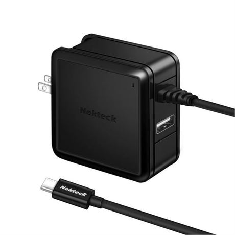 Nekteck USB Type C Charger, 4.8A 24W Dual USB Wall Charger Build in USB-C