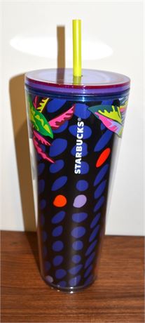 Starbucks ART Designed 24 oz 710ml Beverage Cup with Straw