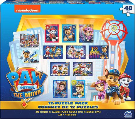PAW Patrol: The Movie, 12 Jigsaw Bundle with 48-Piece Puzzle Pack Characters