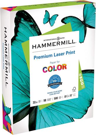 Hammermill Paper, Laser Print, 32 lb, 8.5 x 11, Letter, 98 Bright, 500 Sheets