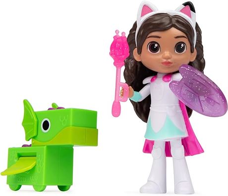 Gabby’s Dollhouse, Knight Gabby Toy Figure Set with Surprise Toy and Mini Dragon