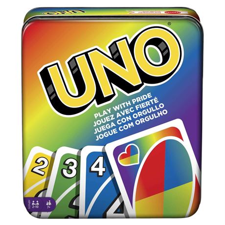 UNO Play With Pride Card Game in Storage Tin