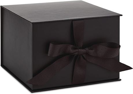 Hallmark Medium Gift Box with Lid and Shredded Paper Fill (Black 7 inch Box)