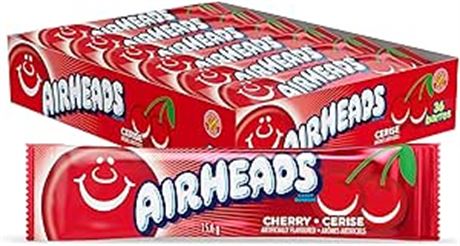 Airheads Candy Bars - Cherry - Pack of 36 Individually Wrapped Full-Size Bars