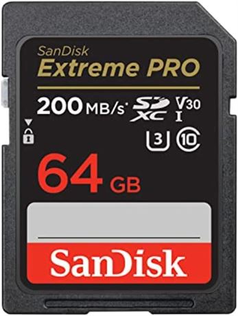 SanDisk 64GB Extreme PRO SDXC UHS-I Memory Card - C10, U3, V30, 4K UHD, SD Card