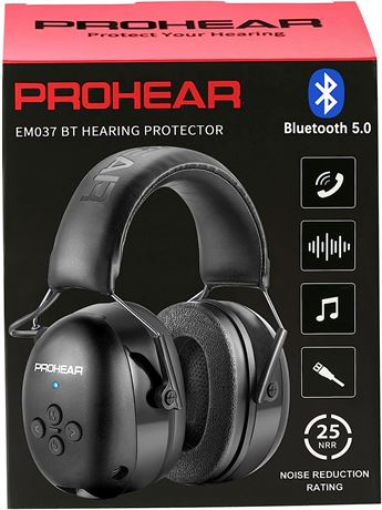 PROHEAR 037 Bluetooth 5.0 Hearing Protection Headphones - Black