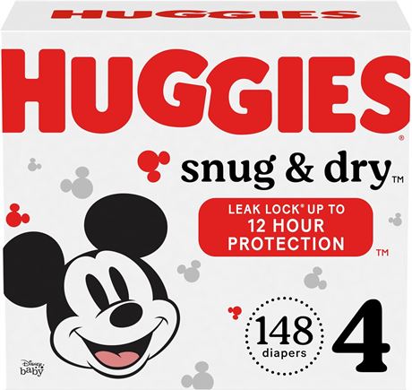 Size 4, 148 Count - Huggies Snug & Dry Disposable Baby Diapers