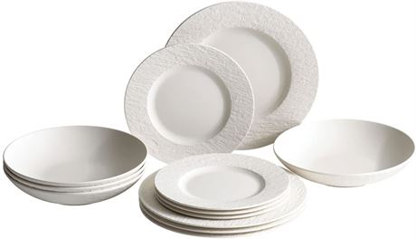 9-Piece Villeroy & Boch Manufacture Rock Blanc Dinnerware Set