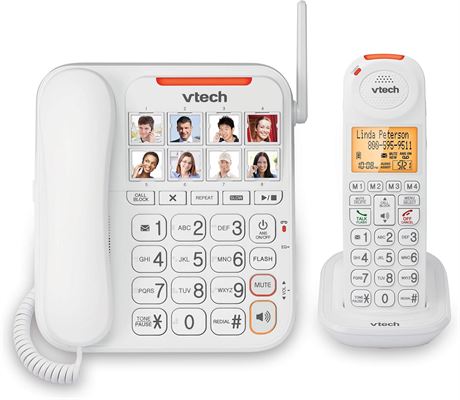 VTech SN5147 Dect_6.0 1-Handset Landline Telephone, White, 5.7 x 8.7 x 8.2 cm
