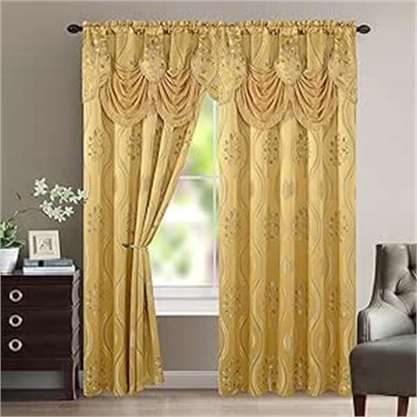 Elegant Comfort Aurora Jacquard Look Curtain Panel Set