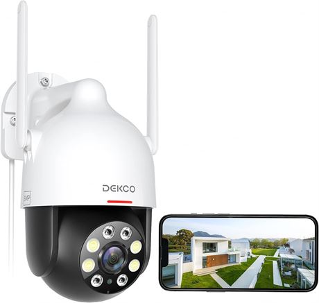 DEKCO 5MP Outdoor Security Camera with 360° Pan-Tilt Motion Tracking