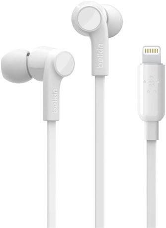 Belkin RockStar iPhone Headphones with Lightning Connector, White