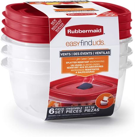 Rubbermaid Easy Find Lids Food Storage and Organization Containers, 3-Pack, Race