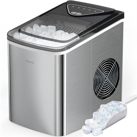 Silonn Ice Makers Countertop, 9 Cubes Ready in 6 Mins, 26lbs in 24Hr