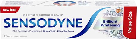 Sensodyne Brilliant Whitening Sensitive Toothpaste, Value Size 135ml