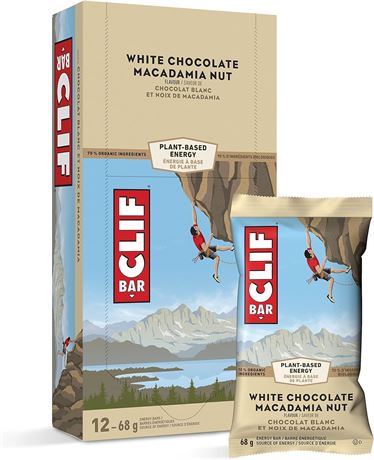 CLIF BAR - Energy Bars - White Chocolate Macadamia Flavour - 12 Count