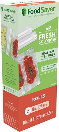 FoodSaver Expandable Vacuum Seal Rolls, 11" x 16', 2 Pack