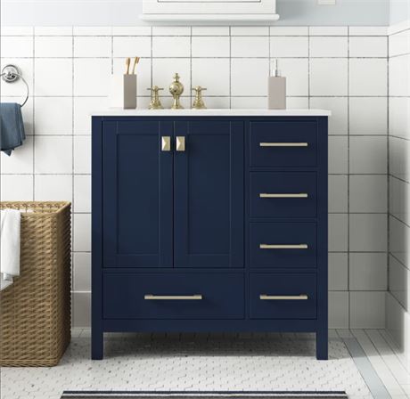 Broadview 32'' Single Bathroom Vanity with Engineered Marble Top