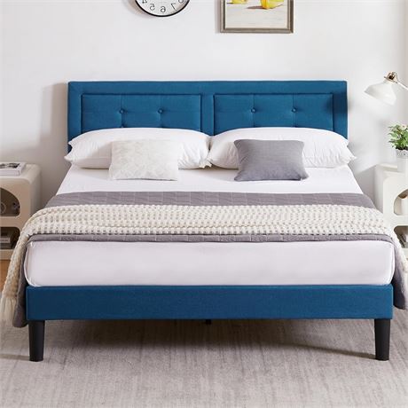 FULL VECELO Full Size Upholstered Bed Frame with Height Adjustable Fabric