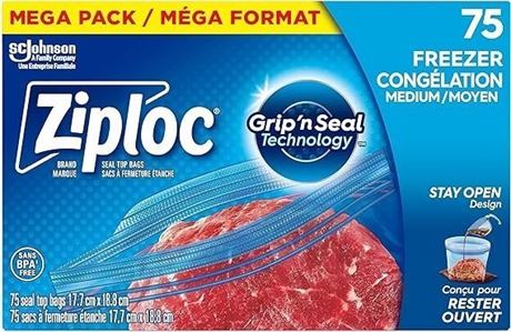 75 Count Ziploc Medium Food Storage Freezer Bags, Grip 'n Seal Technology