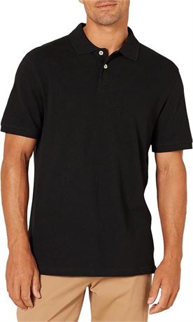 MED - Essentials Men's Standard Slim-fit Cotton Pique Tipped Polo, Black