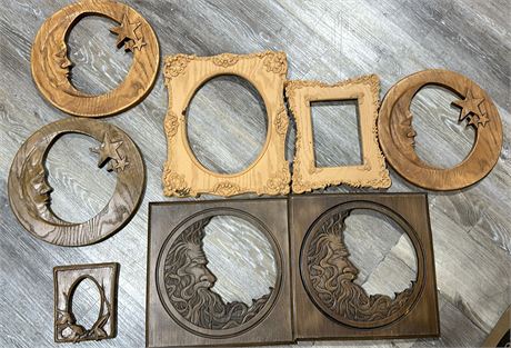 8 Hand Carved Wood Look- very fine details Assorted sizes