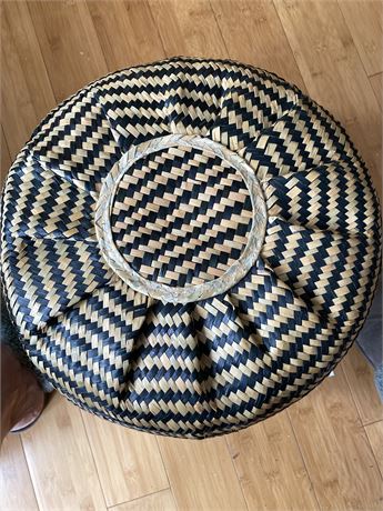 Woven sea grass belly basket - black and natural