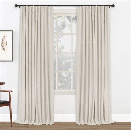 Buttercream color Set of 2 . Birglinde Blackout Curtains Linen Textured 100%