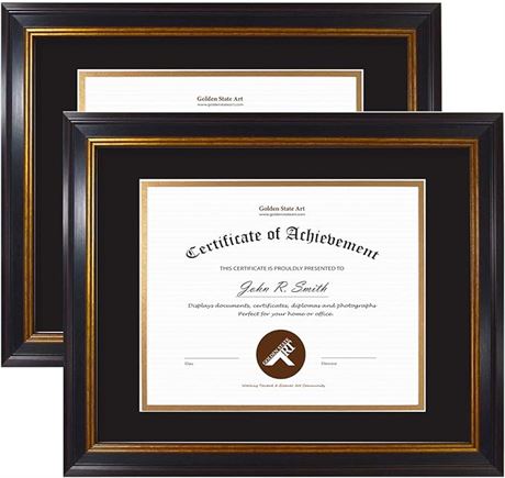 Golden State Art, Set of 2, 11x14 Frame for 8x10 Diploma/Certificate