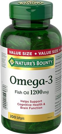 Nature's Bounty Fish Oil Pills, Omega 3 Supplement, Helps Support Cardiovascular