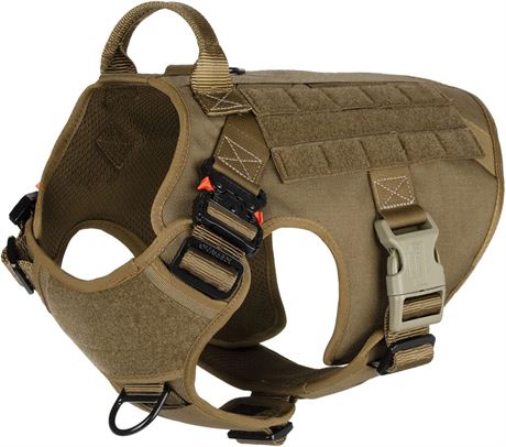 XL - ICEFANG Tactical Dog Harness,2X Metal Buckle,Working Dog MOLLE Vest