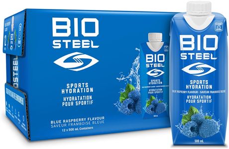 12-Pack BioSteel Sports Drink, lue Raspberry Flavour, 16.7 Fluid Ounces