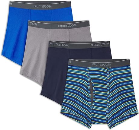 MED - Fruit of the Loom Mens 4PK Assorted COOLZONE MID Rise Boxer Brief