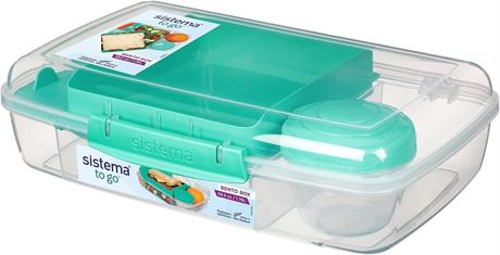 Sistema To Go Collection Large Bento Box Plastic Lunch and Food Storage Containe