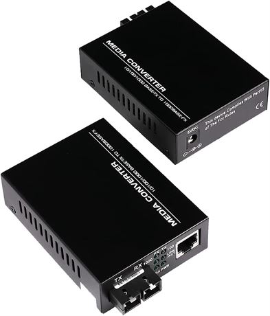 2 Pack Multi-Mode Dual SC Fiber Gigabit Fast Ethernet Media Converter