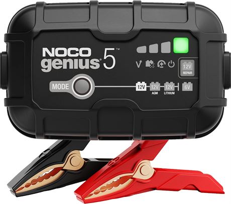 NOCO GENIUS5, 5A Car Battery Charger, 6V and 12V Automotive Battery Charger
