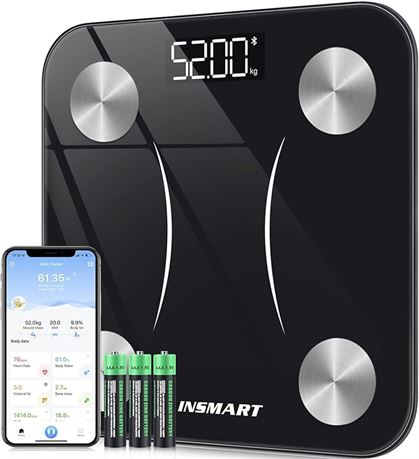 INSMART Bluetooth Body Fat Scale(396Lb/180Kg)