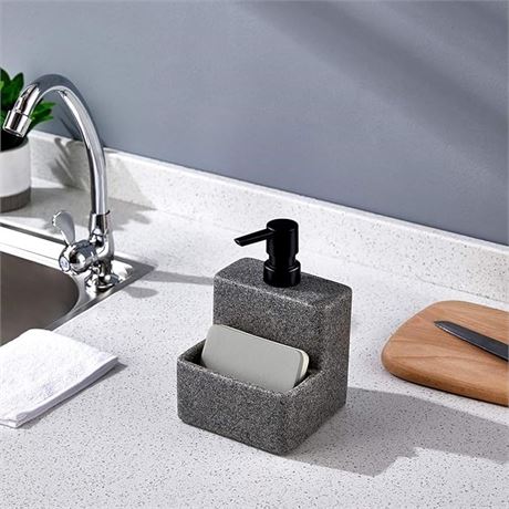 ZCCZ Soap Dispenser with Sponge Holder, Marble Look