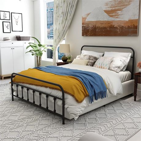 Full-ARFARLY Metal Bed Frame with Headboard and Footboard, Platform Bed